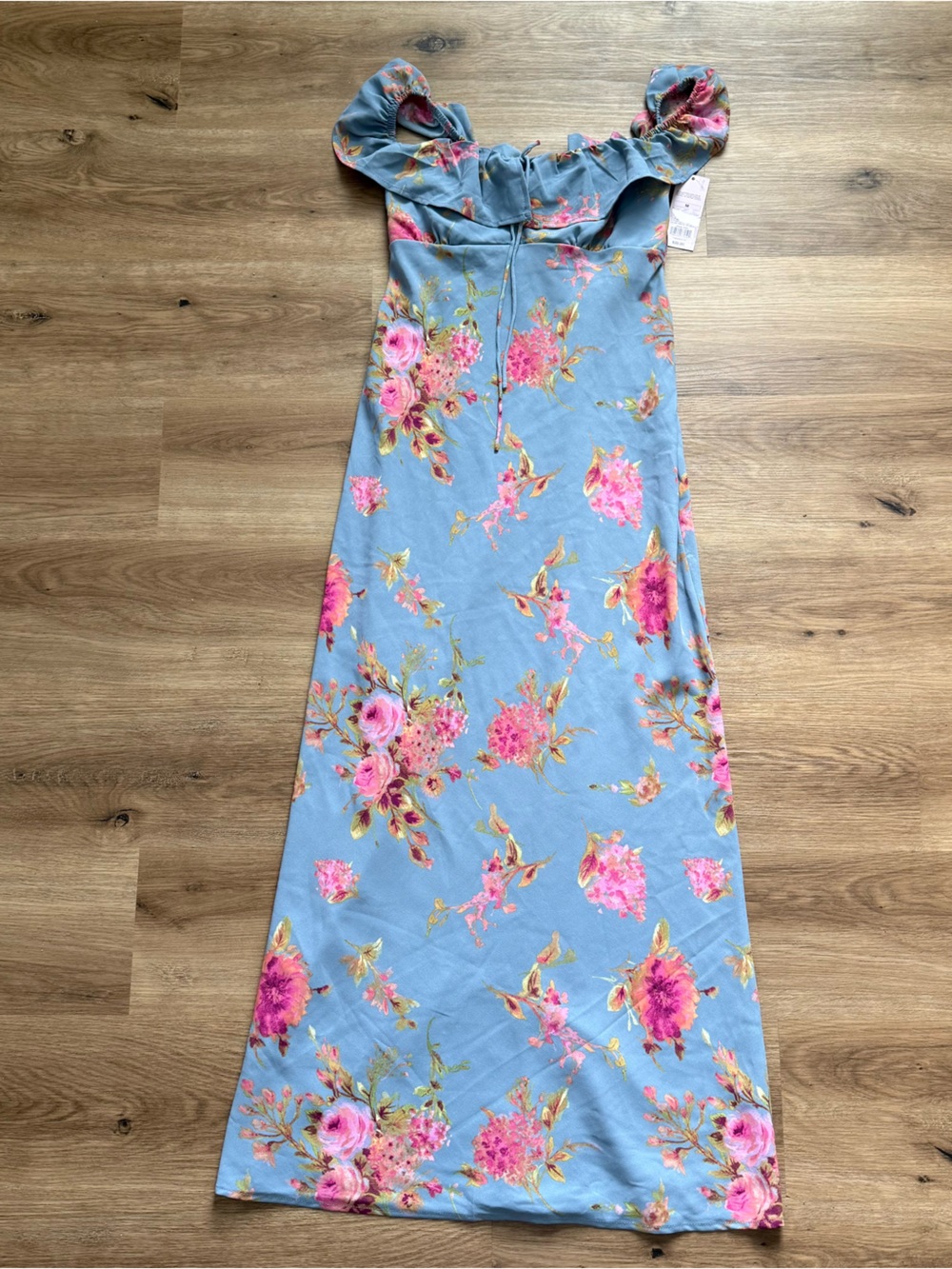 Wild Fable Powder Blue Floral Ruffle-Shoulder M Dress Fairy Ethereal Whimsy - Picture 2 of 9
